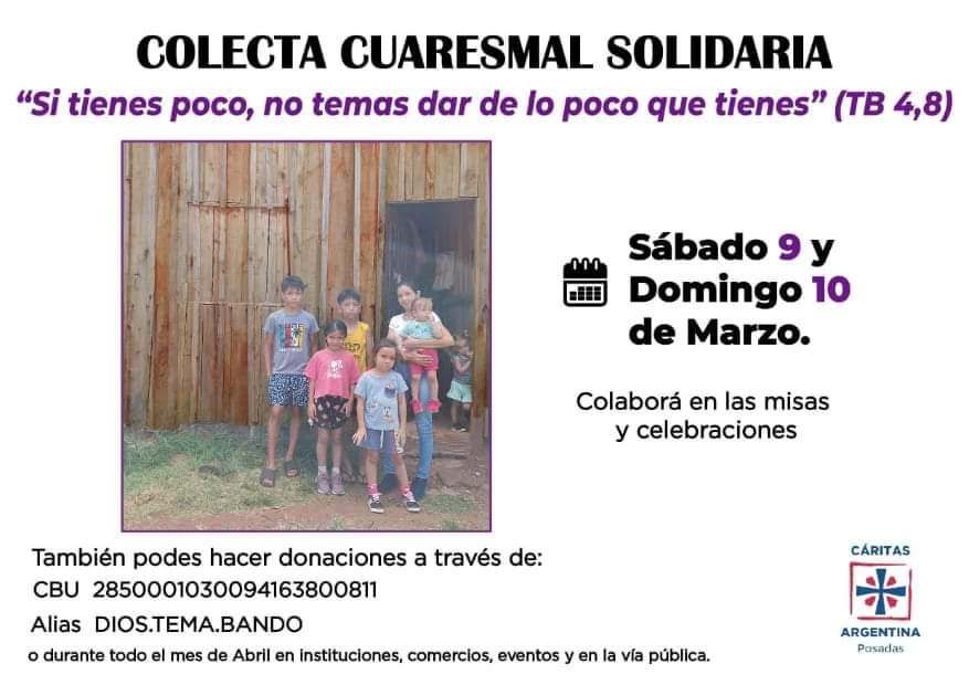 Cáritas Diocesana lanza la Colecta Cuaresmal Solidaria Un gesto de